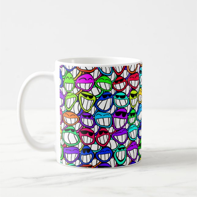 COOL SMILING FACES GROUP COFFEE MUG (Left)