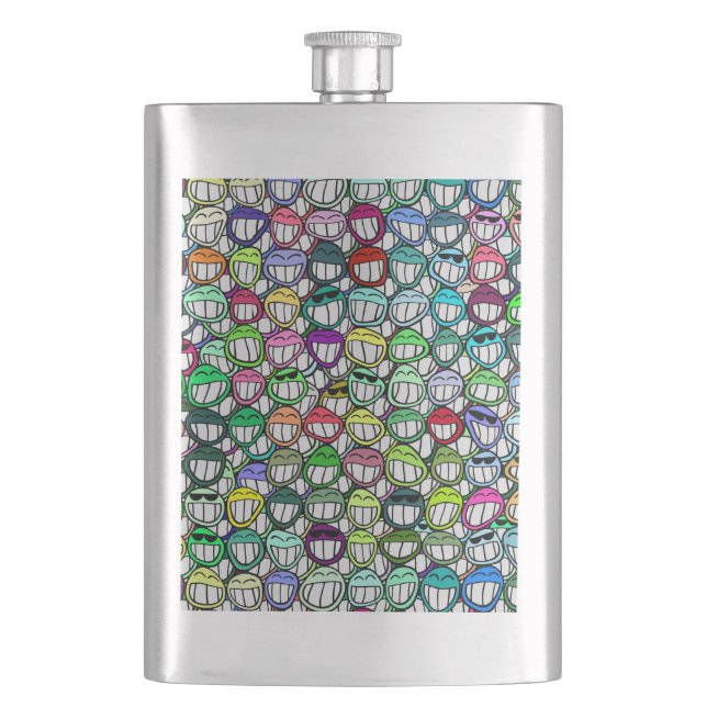 COOL SMILING FACES GROUP HIP FLASK (Front)