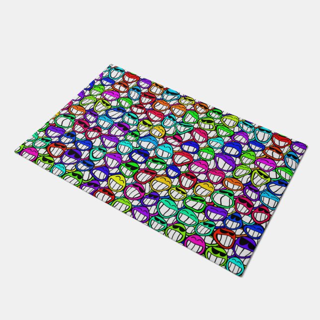 COOL SMILING FACES GROUP I + your idea Doormat (Angled)