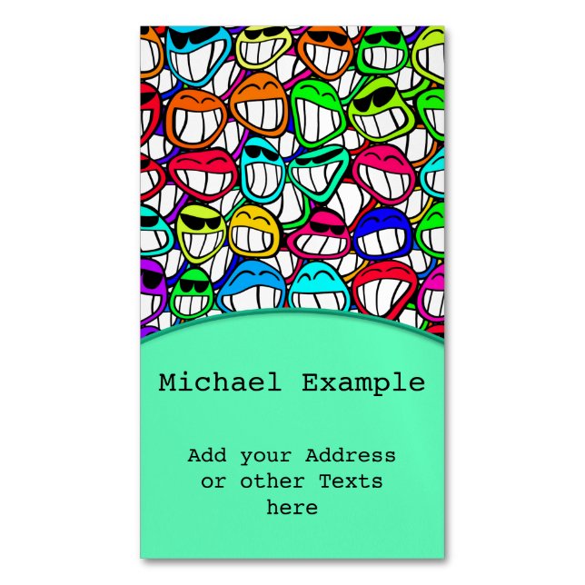 COOL SMILING FACES GROUP I + your idea Magnetic Business Card (Front Vertical)