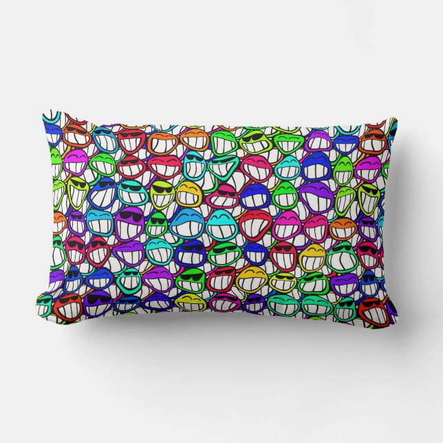 COOL SMILING FACES GROUP LUMBAR CUSHION (Front)