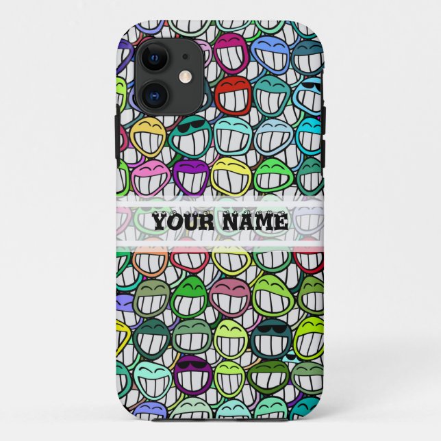 COOL SMILING FACES GROUP + your text Case-Mate iPhone Case (Back)