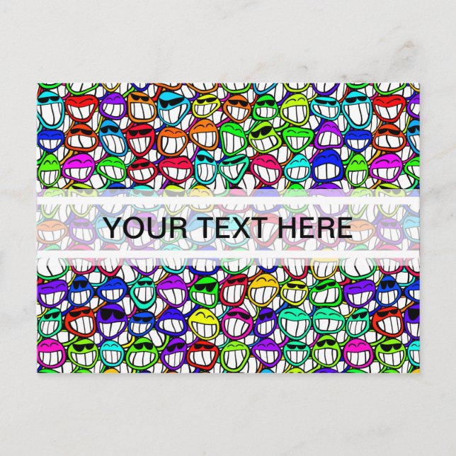 COOL SMILING FACES GROUP + your text Postcard (Front)
