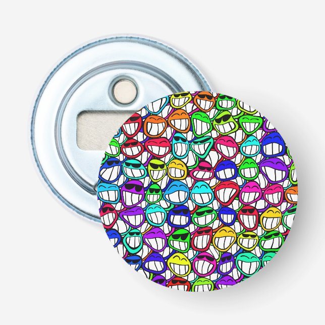 Cool Smiling Faces Pattern I Bottle Opener (Front)