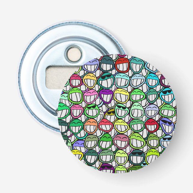 Cool Smiling Faces Pattern II Bottle Opener (Front)