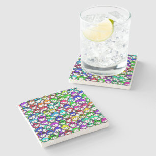 Cool Smiling Faces Pattern + your idea Stone Coaster