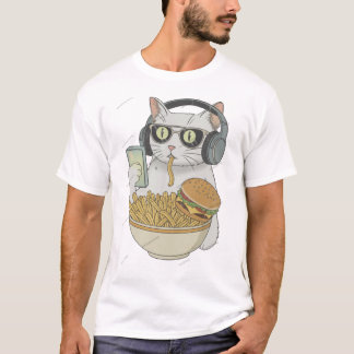 Cool Snack Cat with Headphones . T-Shirt
