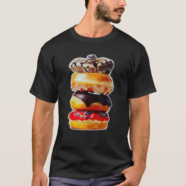 Cool Snake Doughnut Ball Python Reptile Doughnut T-Shirt (Front)
