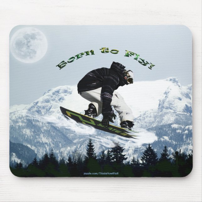 Cool Snow Boarder Winter Sports Theme Mouse Pad (Front)