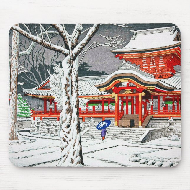Cool snow in iwashimizu hachiman shrine kyoto mouse pad (Front)