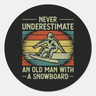 Cool Snowboard Art Men Women Skier Snowboarding Sn Classic Round Sticker