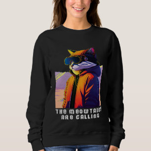 Cool Snowboard Cat For Men Women Ski  Mountain Ski Sweatshirt