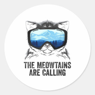 Cool snowboard for men women kids ski lover classic round sticker