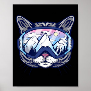 Cool Snowboard Goggles Cat For Men Women Kids  Poster