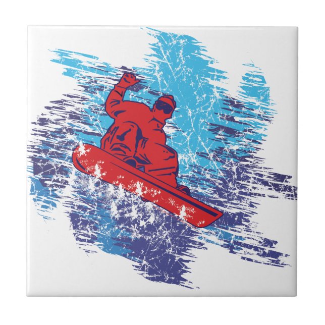 Cool Snowboarder Ceramic Tile (Front)