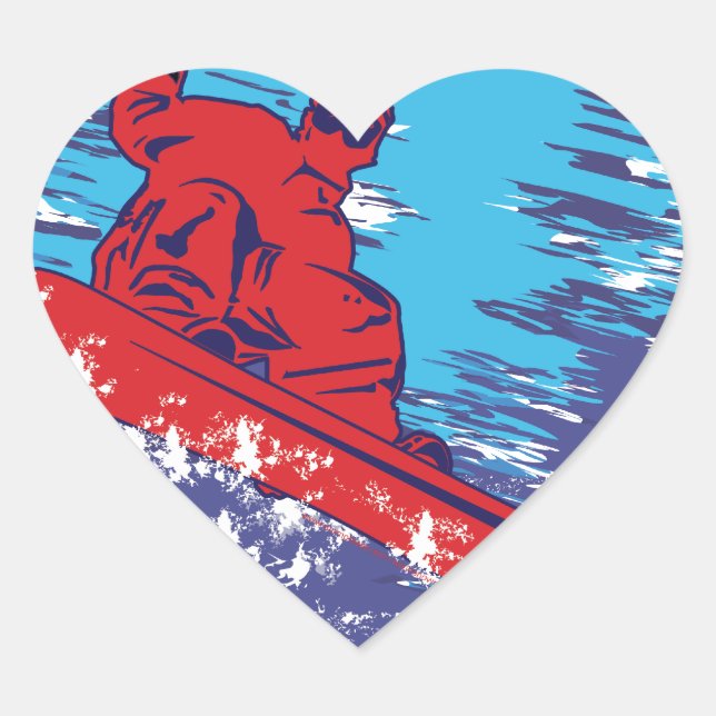 Cool Snowboarder Heart Sticker (Front)
