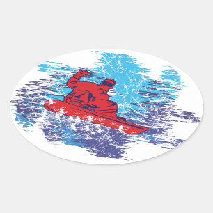 Cool Snowboarder Oval Sticker
