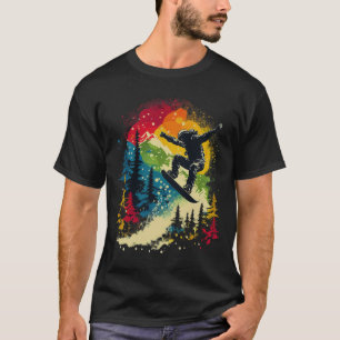 Cool Snowboarder Snowboarding Mountains Trees Men' T-Shirt
