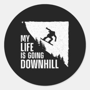 Cool Snowboarding Art For Men Women Snow Board Sno Classic Round Sticker