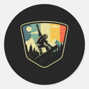 Cool Snowboarding Design For Men Women Vintage Sno Classic Round Sticker