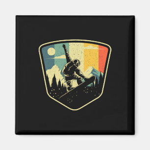 Cool Snowboarding Design For Men Women Vintage Sno Magnet