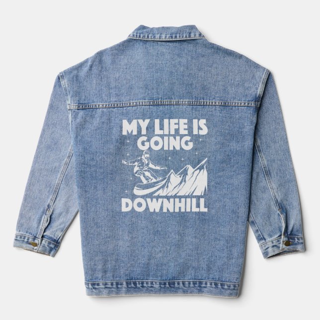 Cool Snowboarding For Men Women Snowboard Snowboar Denim Jacket (Back)