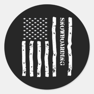 Cool Snowboarding Things Stuff Accessories Usa Fla Classic Round Sticker