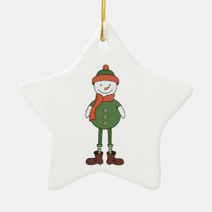 Cool Snowman Ceramic Ornament