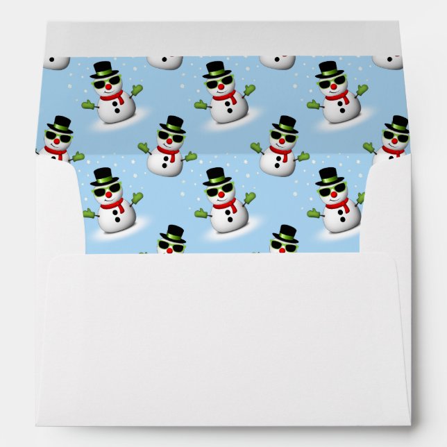 Cool Snowman Christmas Winter blue pattern Envelope (Back (Bottom))