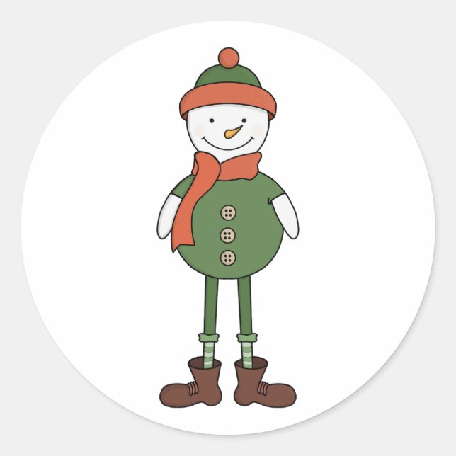 Cool Snowman Classic Round Sticker (Front)