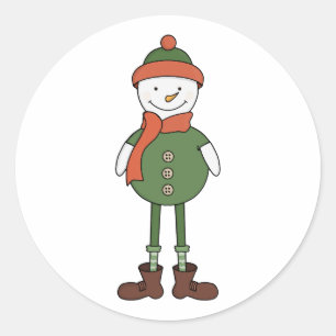 Cool Snowman Classic Round Sticker