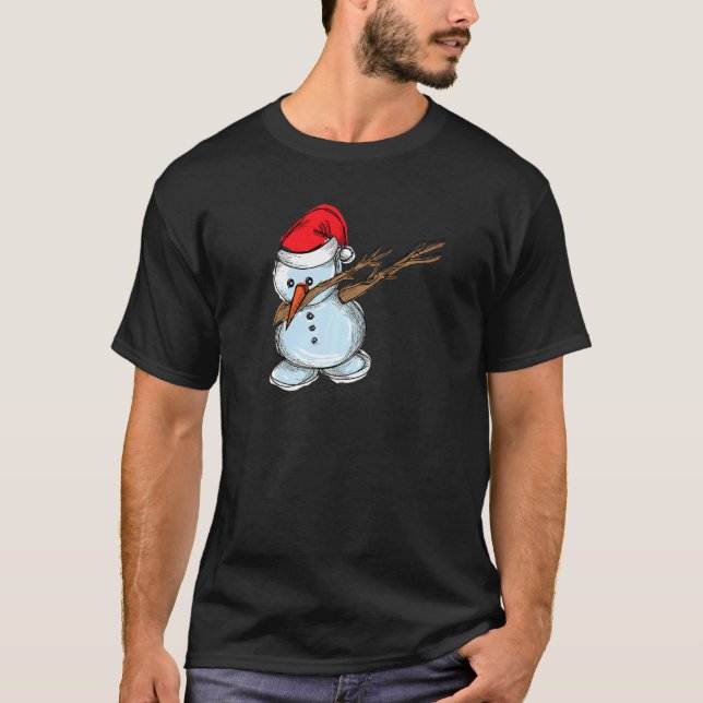 Cool Snowman Dab Dabbing Dancing Christmas Xmas Pa T-Shirt (Front)