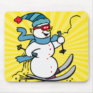 Cool Snowman Skiing skiing lovers winter sport Mouse Pad