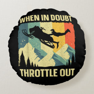 Cool Snowmobile Art for Men Women Kids Snowmobile Round Cushion