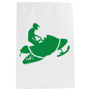 Cool Snowmobile in Red and Green Medium Gift Bag