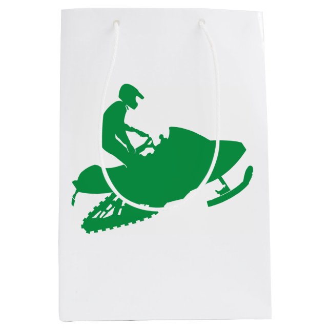 Cool Snowmobile in Red and Green Medium Gift Bag (Front)