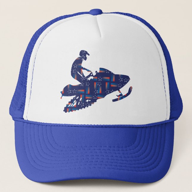 Cool Snowmobiler Trucker Hat (Front)
