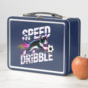 Cool Soccer Cat - For Kids Back to School Metal Lunch Box