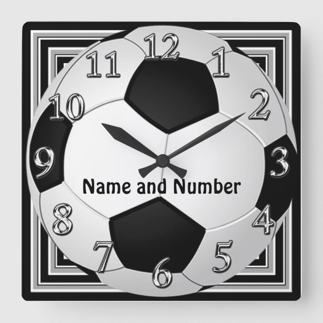 Cool Soccer Clocks Bursting Out YOUR NAME, NUMBER (Front)
