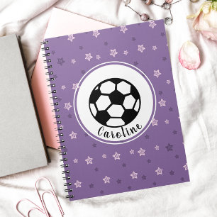 Cool Soccer Girl Pink & Black Sporty Personalised Notebook
