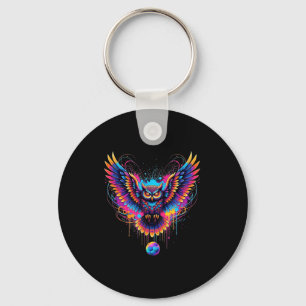 Cool Soccer Owl Art Paint Splatter Design  Key Ring