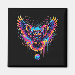 Cool Soccer Owl Art Paint Splatter Design Magnet
