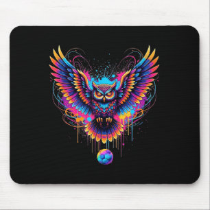 Cool Soccer Owl Art Paint Splatter Design Mouse Pad