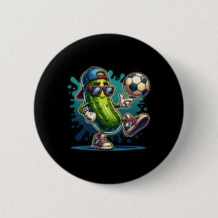 Cool Soccer Pickle Character With Shades And Cap 6 Cm Round Badge