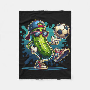 Cool Soccer Pickle Character With Shades And Cap Fleece Blanket
