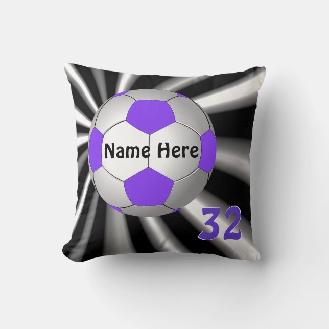 Cool Soccer Pillow with Your NAME, Jersey NUMBER (Front)