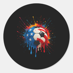 Cool Soccer Player Drip Sport For Boys Men Girls W Classic Round Sticker