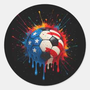 Cool Soccer Player Drip Sport For Boys Men Girls W Classic Round Sticker