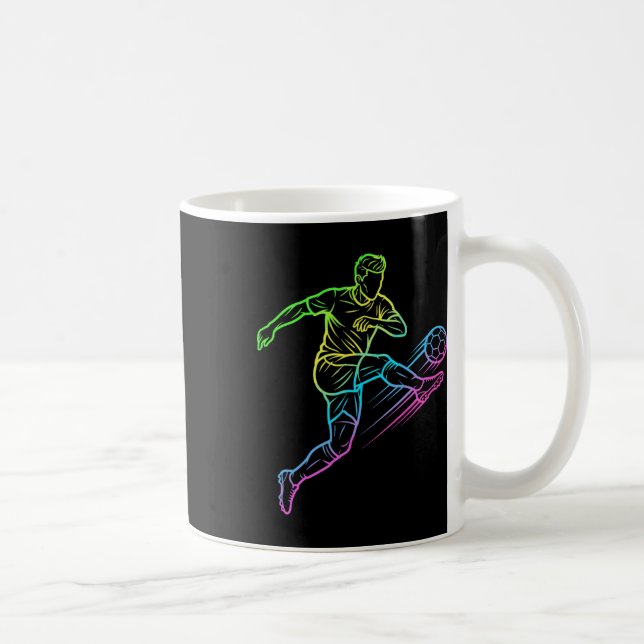 Cool Soccer Player Volley-kick Colourful Gradient  Coffee Mug (Right)