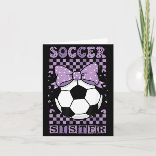 Cool soccer sister ball cute purple coquette bow card